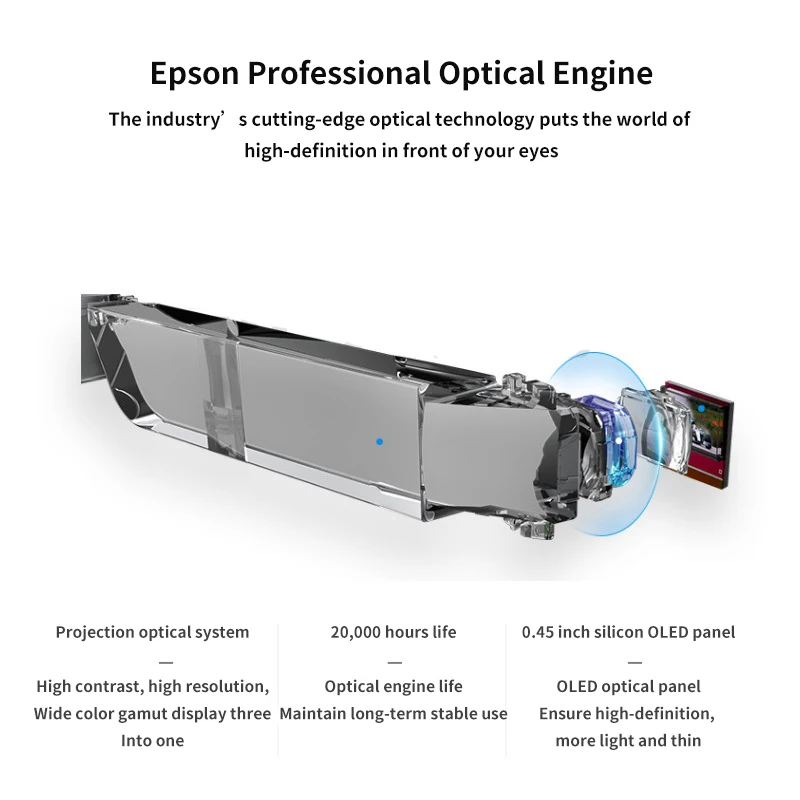 Imagem -03 - Óculos ar Transparentes para Vídeo para Celular Lentes 3d Pretas Epson Bt40 2023