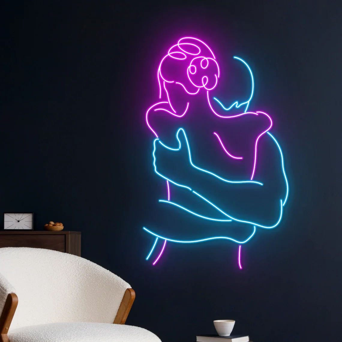 Hugging Couple Neon Sign Couple Body Sign Sexy Lover Wall Decor Naked Couple Neon Sign Cuddle Lover Cuddling Couple Room Decor