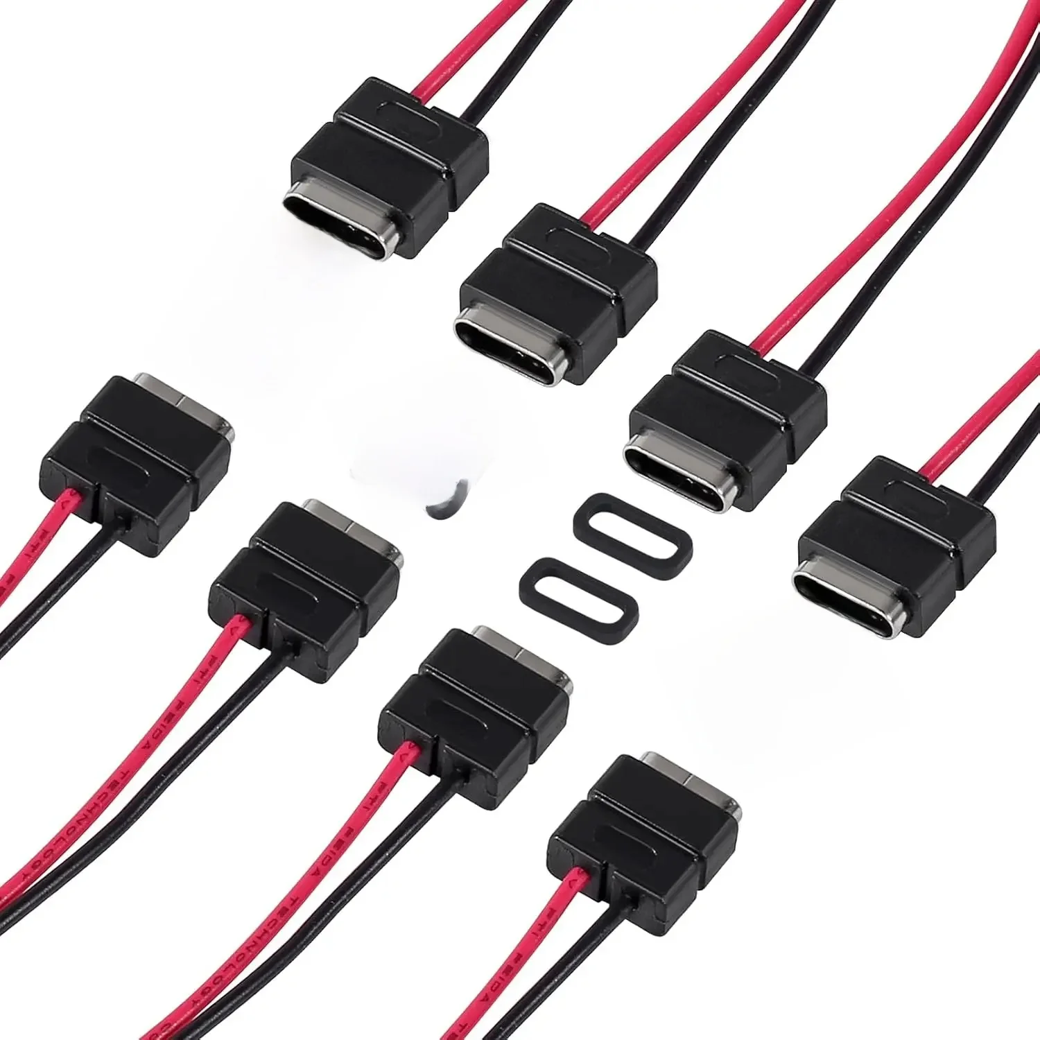 8 pièces connecteur USB type-c châssis femelle 2 broches pour bricolage, 2.5A 5V qualité étanche IP67 châssis femelle 2P fil à souder Type USB C