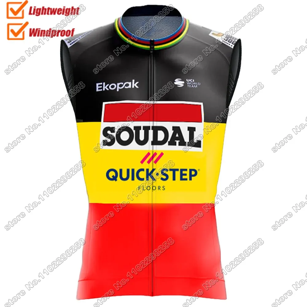 Team Soudal Quick Step 2024 Wind Vest Cycling Vest Windproof Lightweight Race Road Cycling Jersey Sleeveless MTB Ropa gilet Ropa