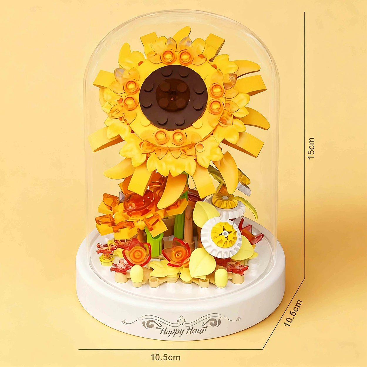 لتقوم بها بنفسك MOC زهرة اللبنات مع غطاء غبار الحفاظ على زهرة صغيرة اللبنات ديكور المنزل سطح المكتب الحلي الجمعية لغز اللعب هدايا عيد الميلاد هدايا الفتيات اكسسوارات الديكور #5