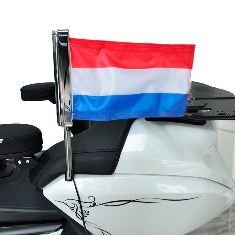 Gold wing GL1800 For Honda Netherlands Flag Decoration   motorcycle items Passenger Rear Luggage LED Flag Set Flagpole-PANICAL