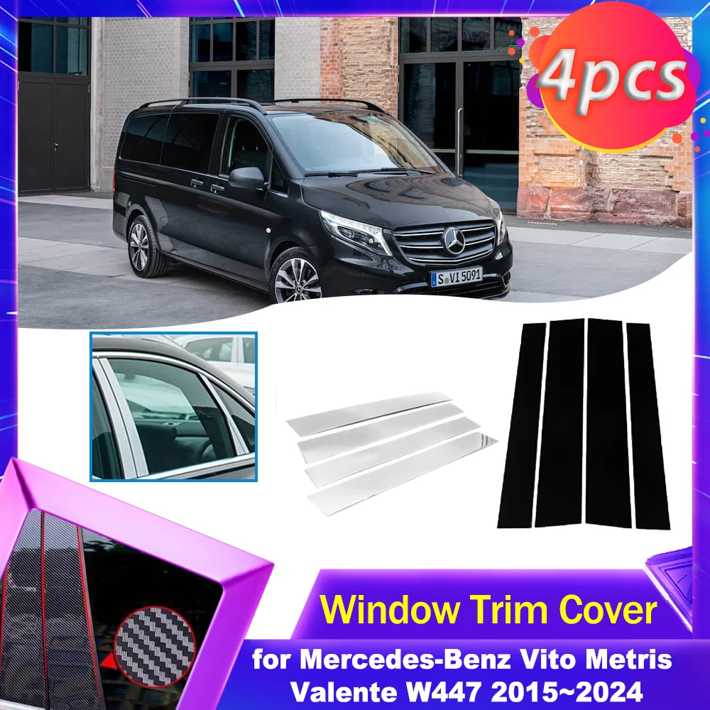

Накладка на дверное окно для Mercedes-Benz Vito Metris Valente W447 2015 ~ 2024, хромированная наклейка из углеродного волокна, аксессуары для стоек