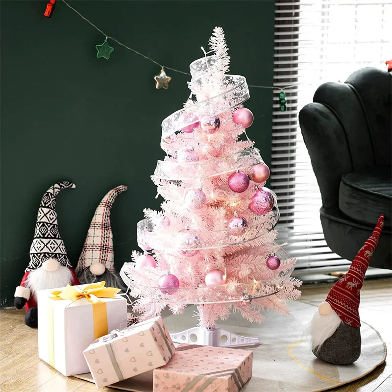 45/60cm Pink Christmas Tree Artificial Mini Christmas Tree Tabletop Decor Family Holiday Home Decoration Christmas Oranment Gift