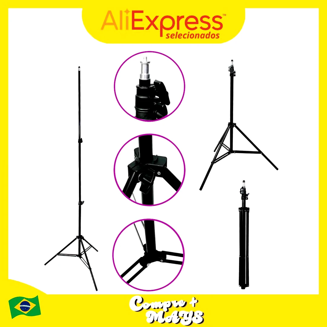 2 Meters Adjustable Portable Mobile Phone and Ring Light Photographic Equipment Tripod Ideal for Photos Videos and Lighting