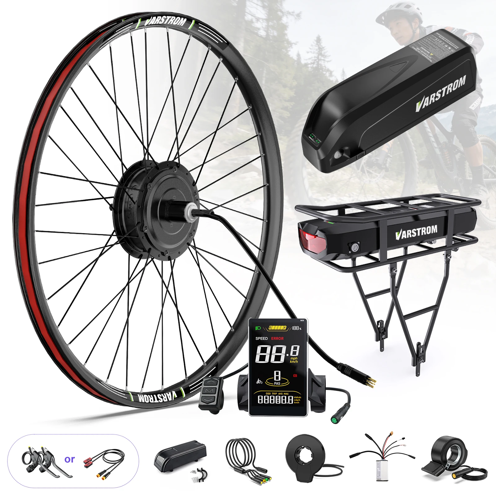 Bafang Hinterrad-Nabenmotor Kit 48V500W 26" 27.5" 28"/29" 700C Elektrofahrrad Umbausatz bürstenloser Getriebenabenmotor Set 8Fun G020 H400B passend für Kassette 135-142MM mit einem Lithium-Ionen-Akku