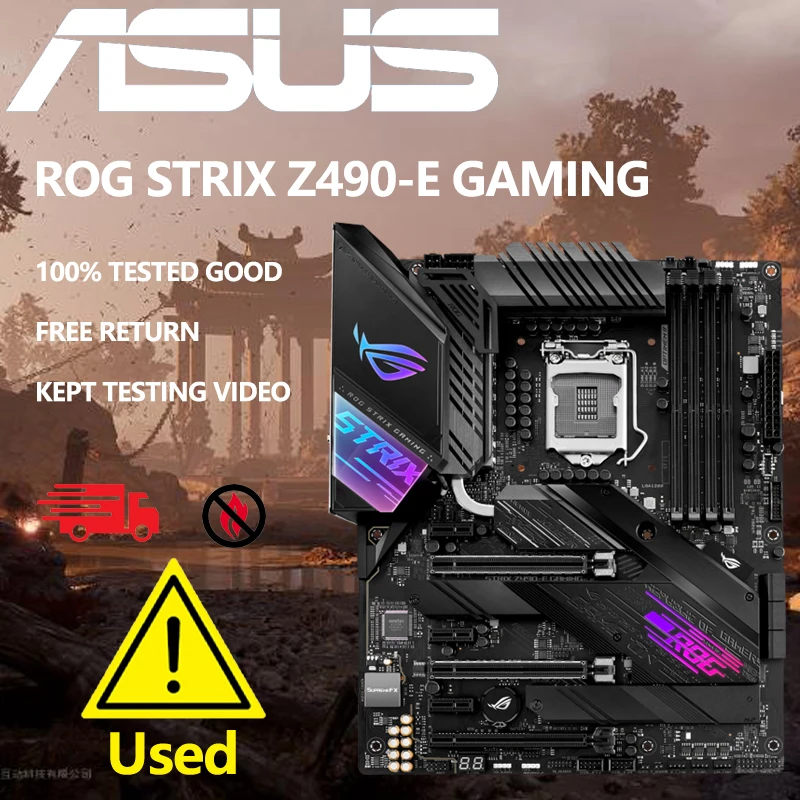

Материнская плата LGA 1200 Intel Z490 ASUS ROG STRIX Z490-E GAMING DDR4 128 ГБ M.2 PCI-E 3.0 USB3.2 ATX для Intel 10-го поколения