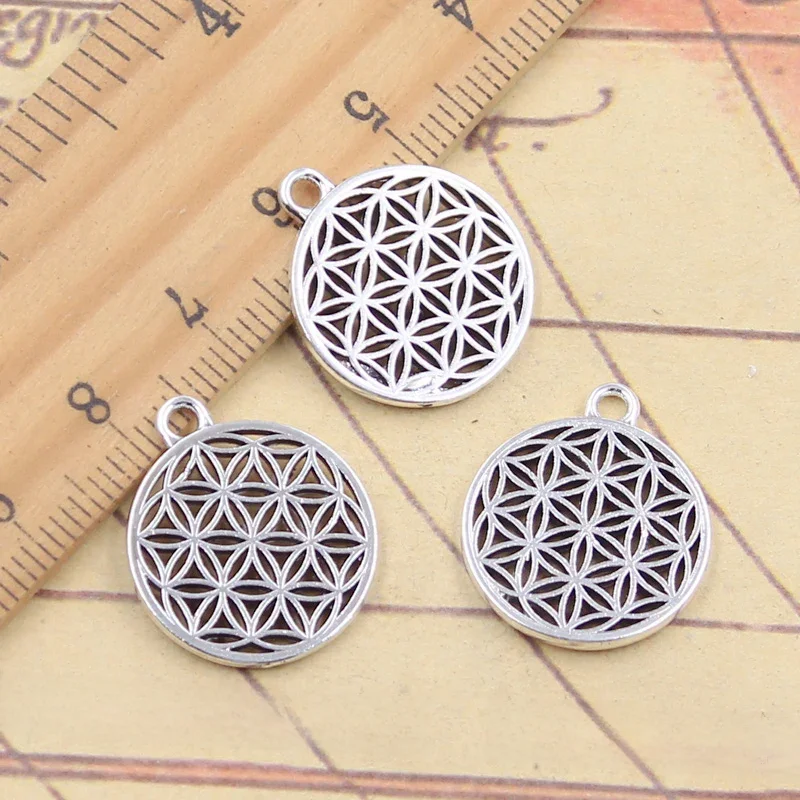 10 sztuk Charms Datura Stramonium kwiat życia joga 21x18mm tybetański srebrny kolor wisiorki antyczne Making DIY Handmade Craft — zdjęcie 2