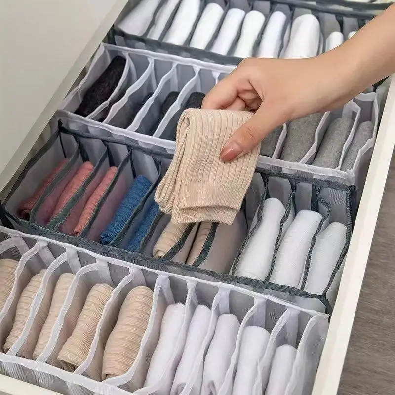 

1-Pack Underwear Storage Box Socks Household Clothes Drawer Storage Basket Partition Foldable Wardrobe Organizer Breathable Net