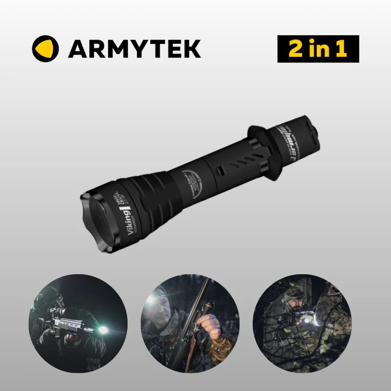 Tactical Flashlight Armytek LED Viking  (F01801BC/F01801BW)  Long Range 366 / 353m