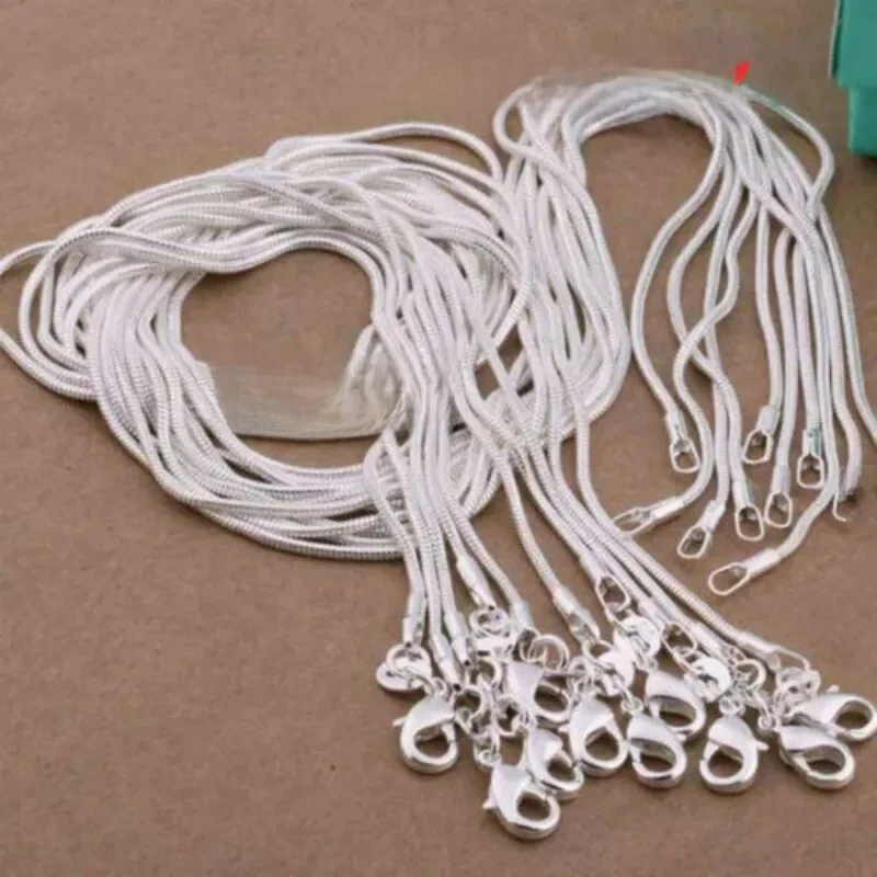 URMYLADY 10pcs Lot 40-75cm 925 Sterling Silver 1MM Snake Chain Necklace for Women Men Fashion Party Wedding Jewelry Gifts