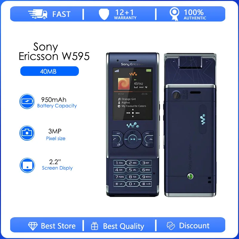 Sony Ericsson W595 Refurbished-Originele Unlocked W595 Fm Radio 3.15MP Camera Goede Kwaliteit Mobiel Gratis Verzending