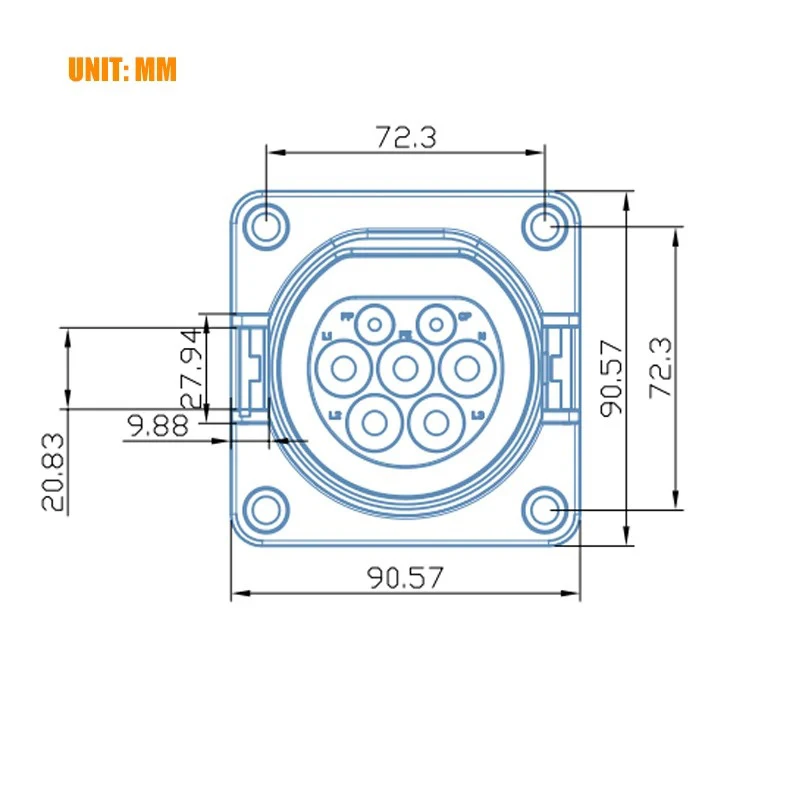 Erobot-Enchufes de entrada para vehículos eléctricos, adaptador de enchufe cargador EV, Tipo 2 Evse, 16A-32A, 1P, 3 fases para IEC 62196-2