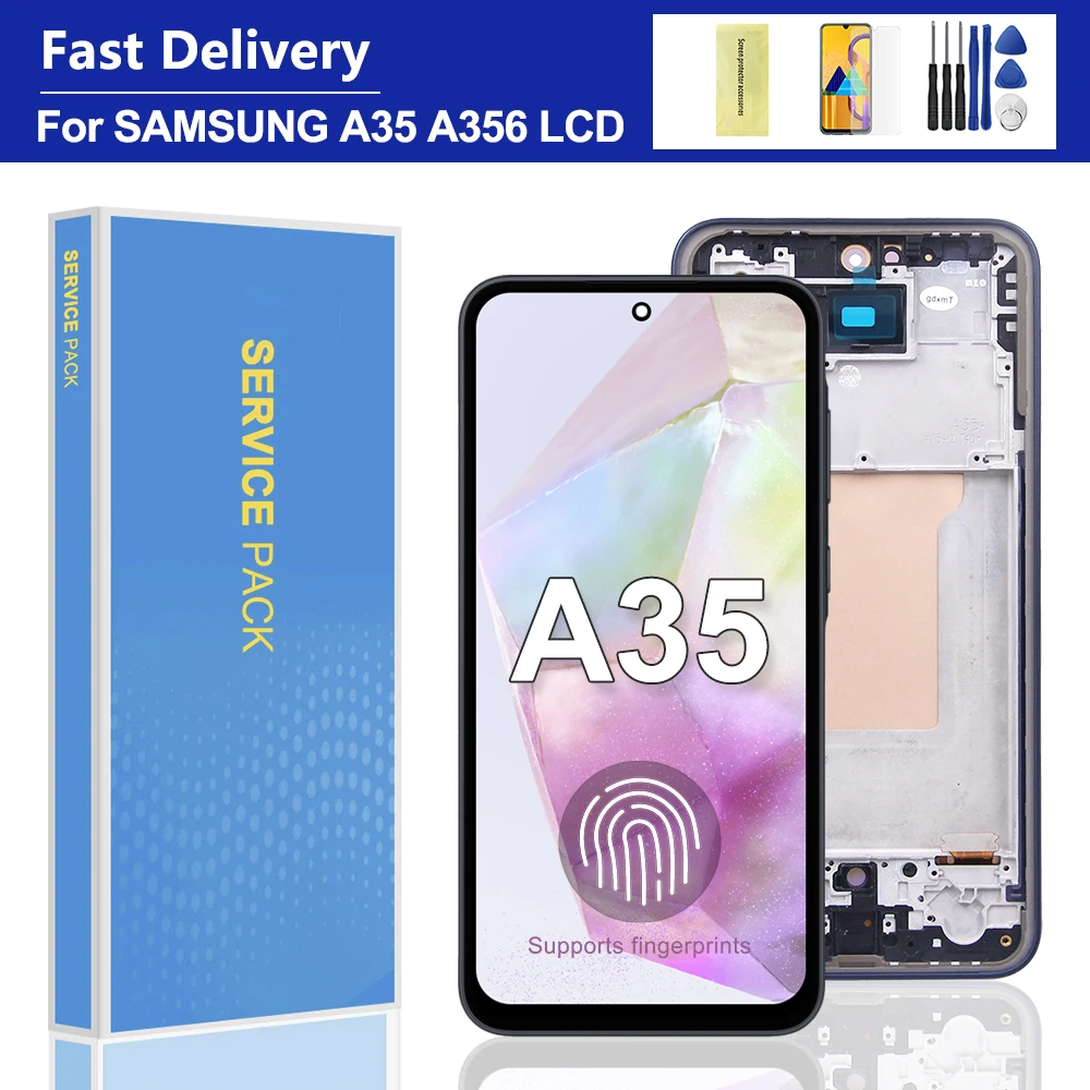 AMOLED For Samsung A35 5G LCD Display Touch Screen Digitizer For Samsung A356 A356B A356E A356U LCD With Frame