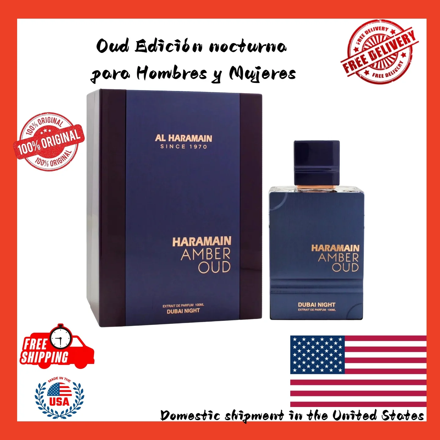

Al Haramain Amber Oud Perfume 2.0 Fl Oz/60 Ml Long-lasting Arabian luxury fragrance, suitable for everyday use
