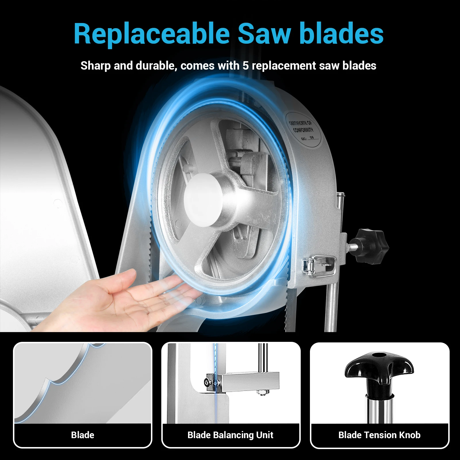 業務用電動肉骨切断機 1500W ステンレス鋼刃 骨帯鋸機 - Band Saw Blade のレビューと価格