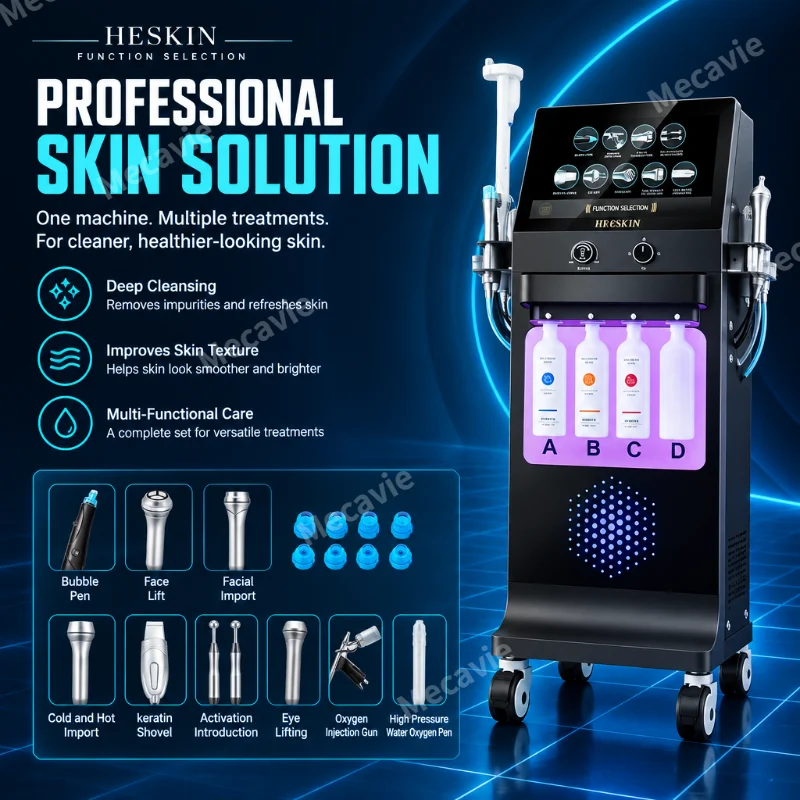 5-in-1 Hydro Dermabrasion Facial Machine EMS Tightening Hot Cold Penetration Exfoliate Skin Rejuvenation Beauty Device