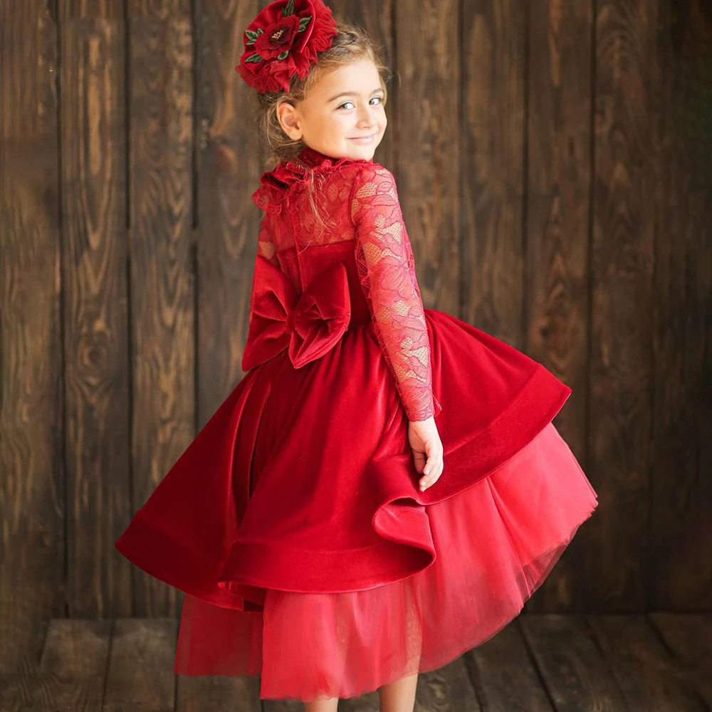 Vestidos de Fiesta de terciopelo para niña, vestido de princesa con mangas de capas, vestido de cumpleaños para niña, bata de princesa fille para fiesta de navidad