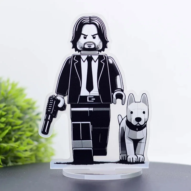 Support acrylique John Wick 10CM, décor de bureau, figurines de film, porte-clés, accessoires de dessin animé