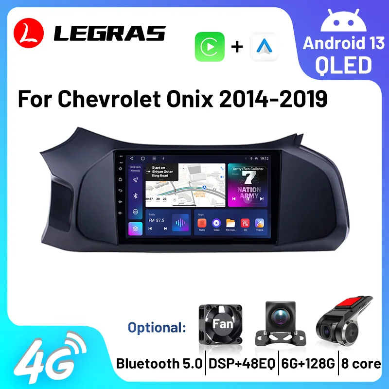 2 Din Car Radio WIFI Android 13 Multimedia Stereo Player GPS Navigation Wireless Carplay Autoradio For Chevrolet Onix 2014-2019