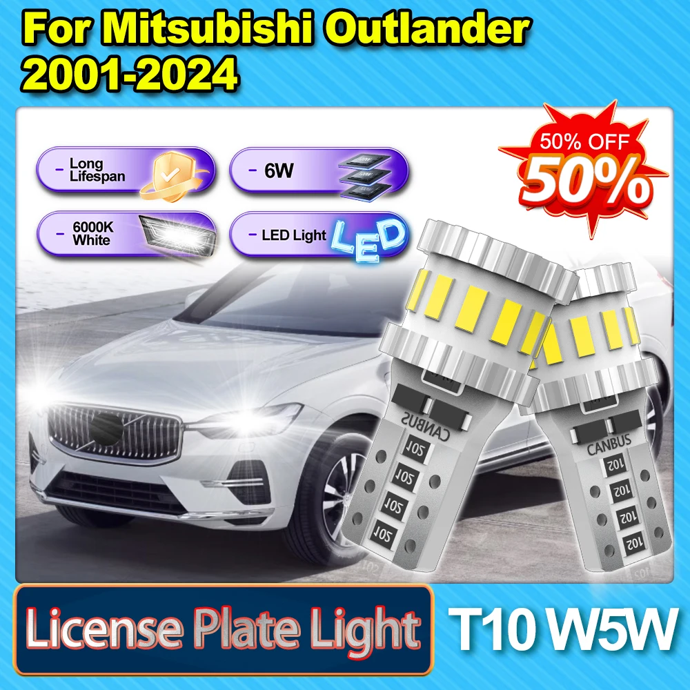 

High Quality T10 W5W License Plate Light 6000K Led to the Car 3400LM Plug And Play For Mitsubishi Outlander 2001 2002 2003-2024
