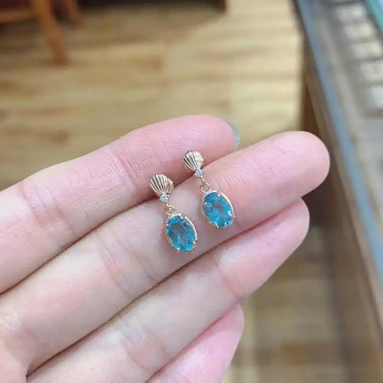 

Ювелирные изделия KJJEAXCMY, женские серьги из чистого серебра 925 пробы, инкрустированные натуральным апатитом без примесей