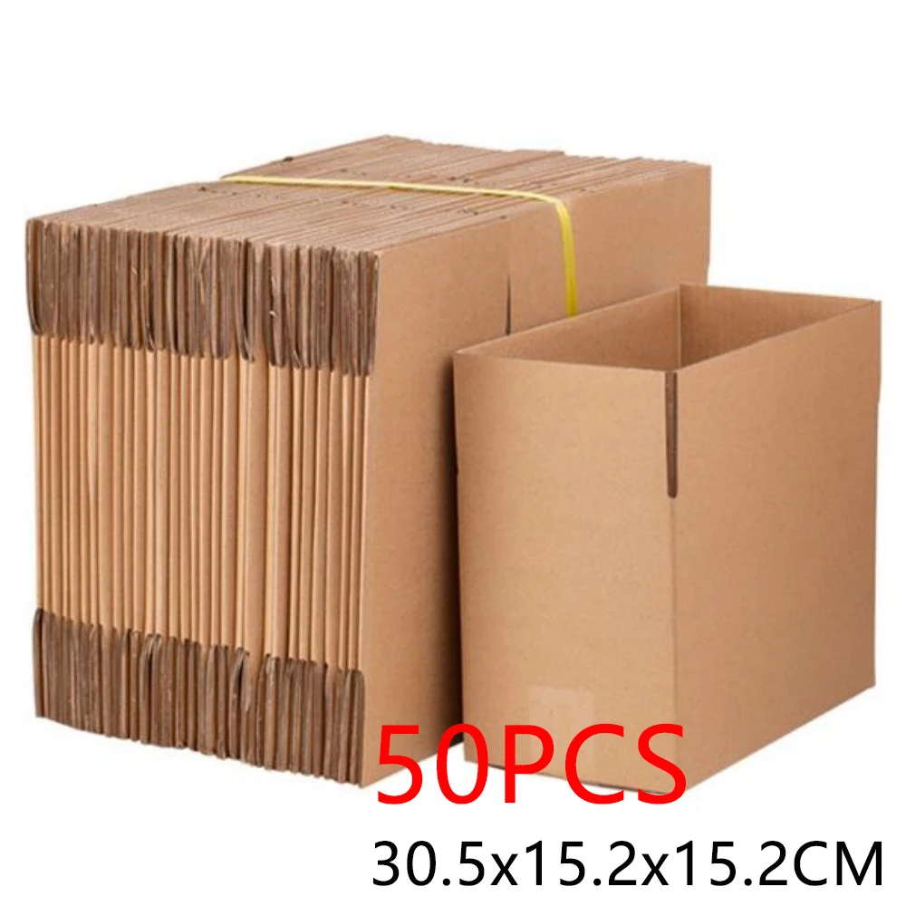 

50pcs 30.5x15.2x15.2cm thick corrugated cardboard box in kraft paper color for Express transportation moving storage