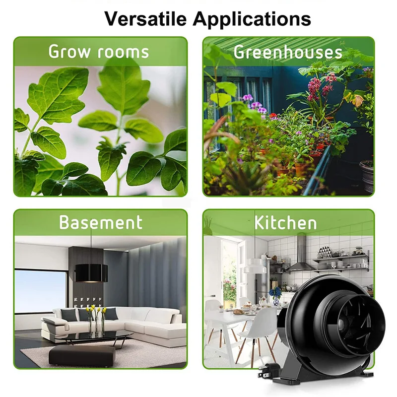EC Inline Duct Ventilation Fan 4 Inch Smoke Exhaust Fan With Variable Speed ​​Controller For Mushroom Grow Tent Ventilation