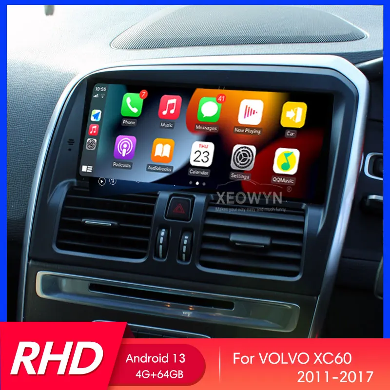 Android 13 Car auto Radio Stereo For volvo XC60  2011 2012 2013 2014 2015 GPS Navigation multimedia apple carplay android auto