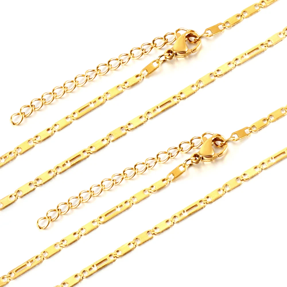 ASON 2MM Solid Link Chain Collier for Man/Women Surgical Steel Non Fade Silver/Gold Color