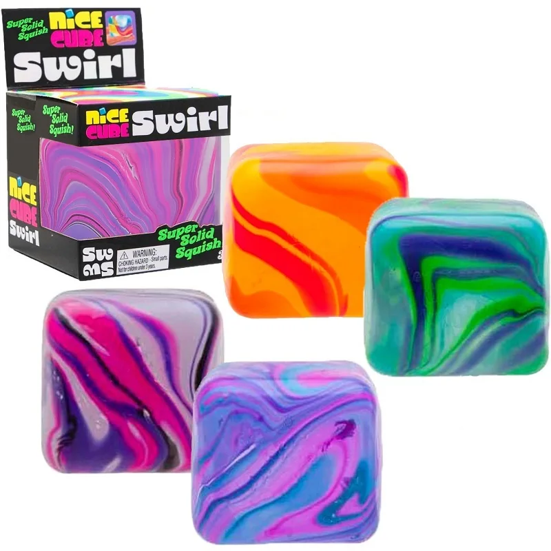 Malt Sugar Stress Squishy Toy Marble Pattern Flow Ice Cube Sensory Fidget Stretchable Squeeze Reliever for Kids Adults Anxiety