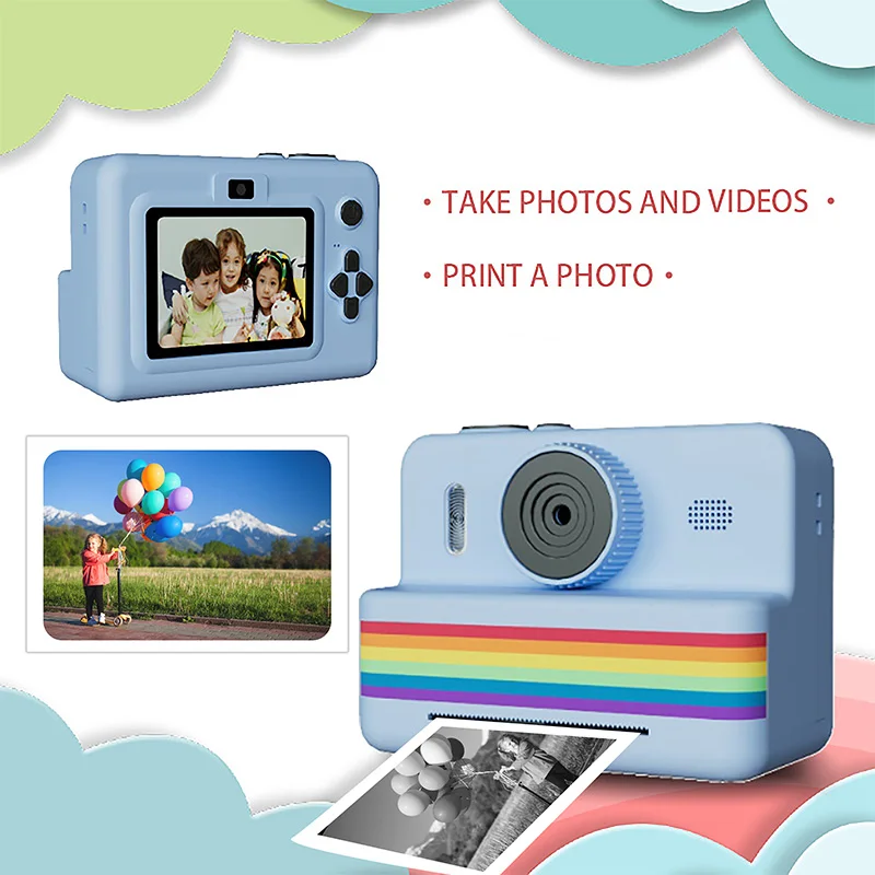 كاميرا أطفال طباعة فورية، شاشة 2.8 بوصة، شحن USB، كاميرا رقمية للأطفال 3 لفات من الورق، ألعاب هدايا عيد الميلاد وأعياد الميلاد