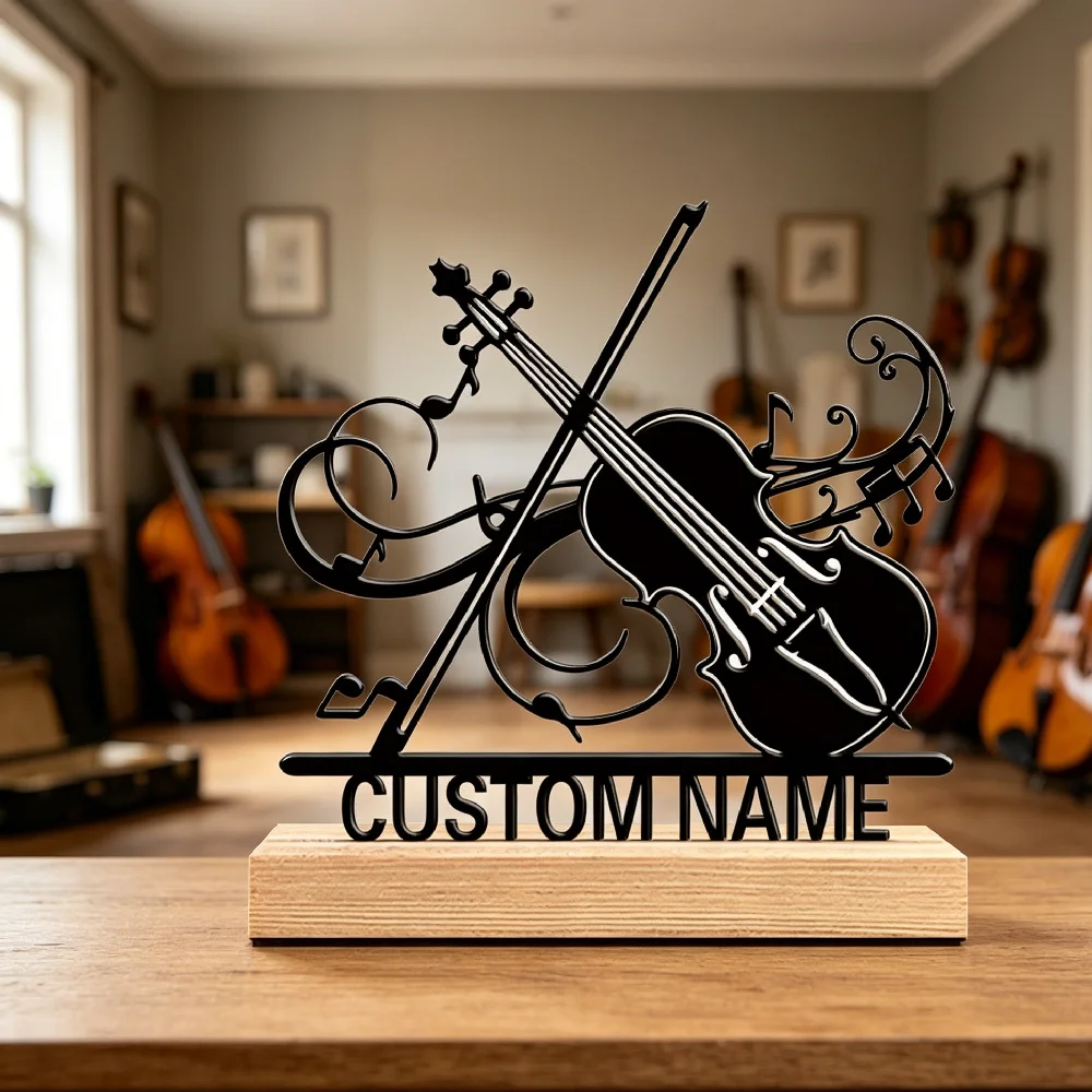 Home Office Design - Personalized Violin Cello Metal Decor, Custom