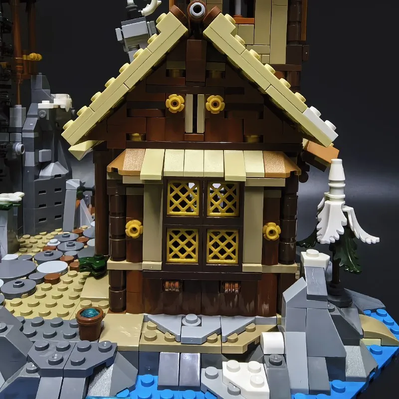 Conjuntos de edifícios de casa de porta viking, kit de modelo de blocos de edifícios modulares de arquitetura de loja de apartamentos de cidade, presente para adultos 1837 peças