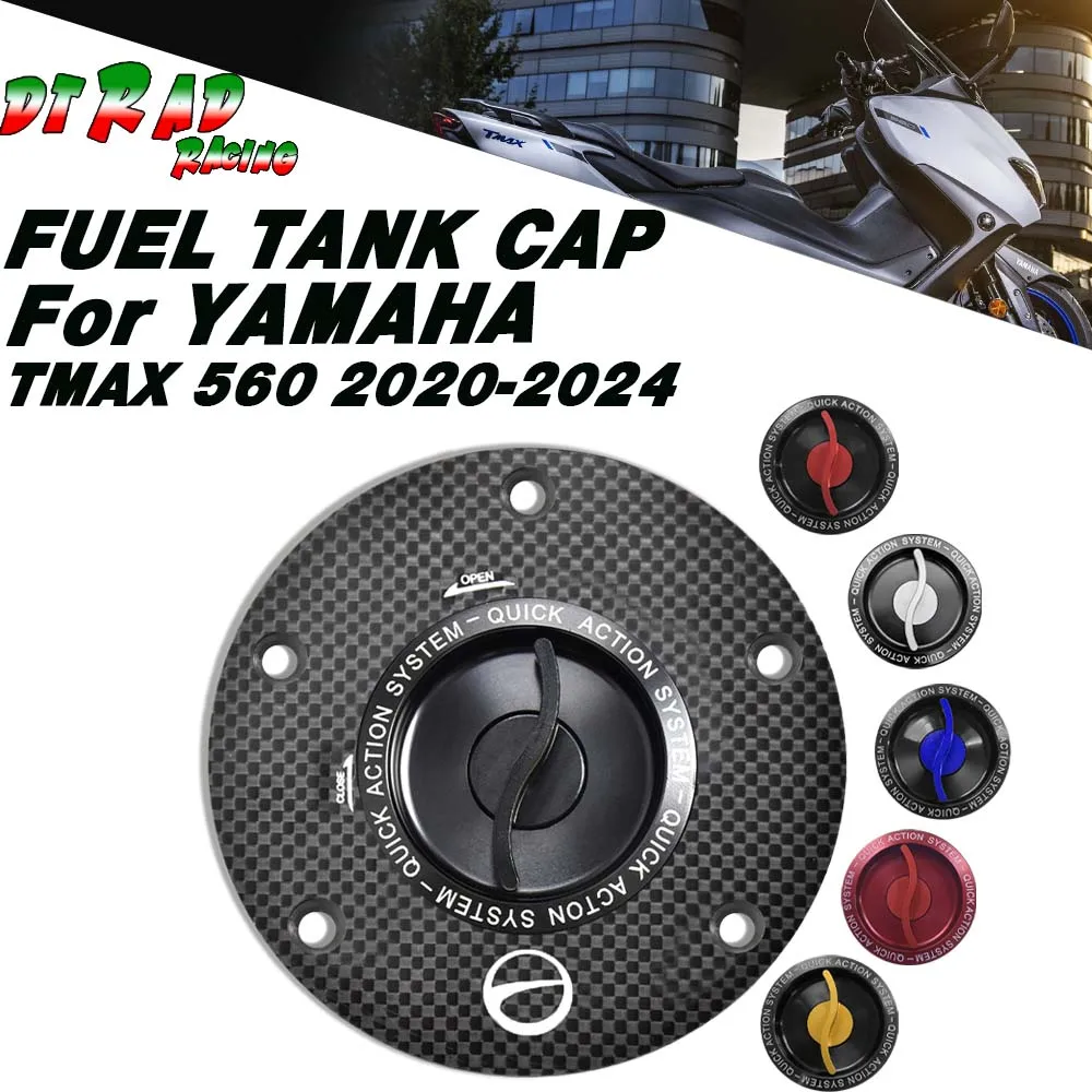 

For YAMAHA TMAX 560 2020-2024 Flange Carbon Fiber Quick Action Fuel Tank Cap Motorcycle Keyless Gasoline Plug Petrol Tank Cover