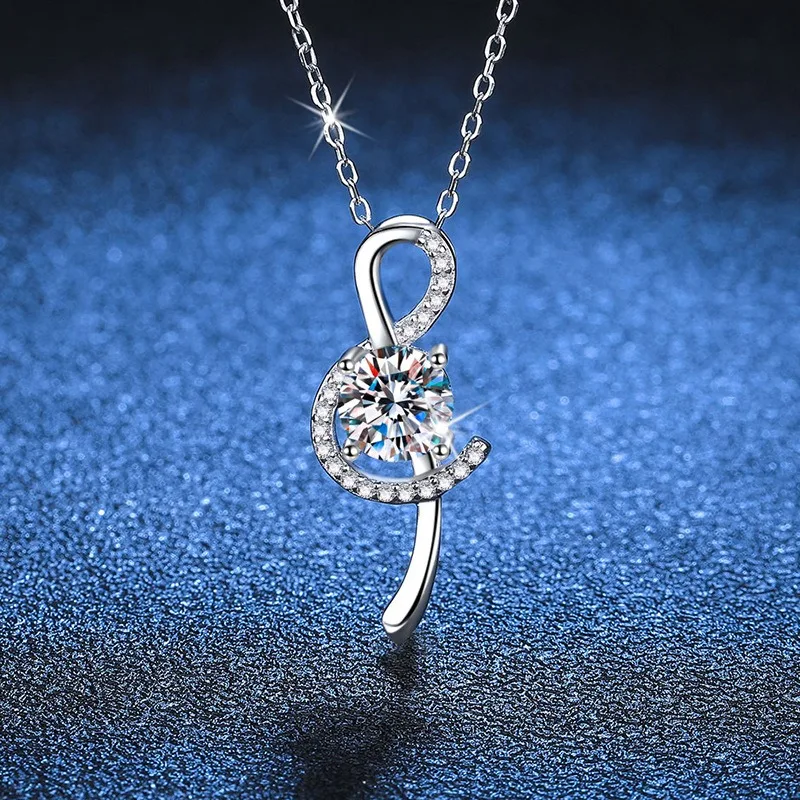 

Ожерелье из стерлингового серебра 925 пробы, 1 карат D, цвет, муассанит, подвеска с музыкальной нотой, элегантная цепочка на ключицу для женщин