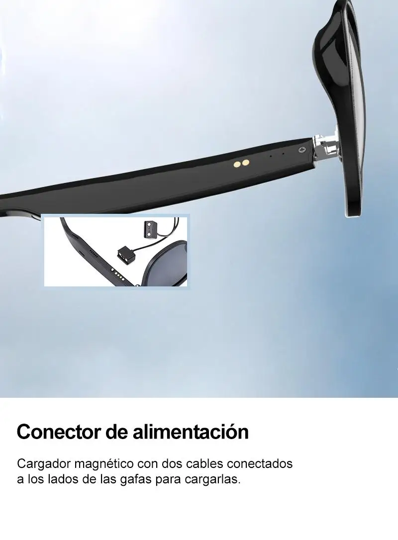 Gafas de Sol Inteligentes Bluetooth 5.4 con Música y Llamadas, Control Táctil, Lentes Polarizadas UV400 y Carga Magnética 7
