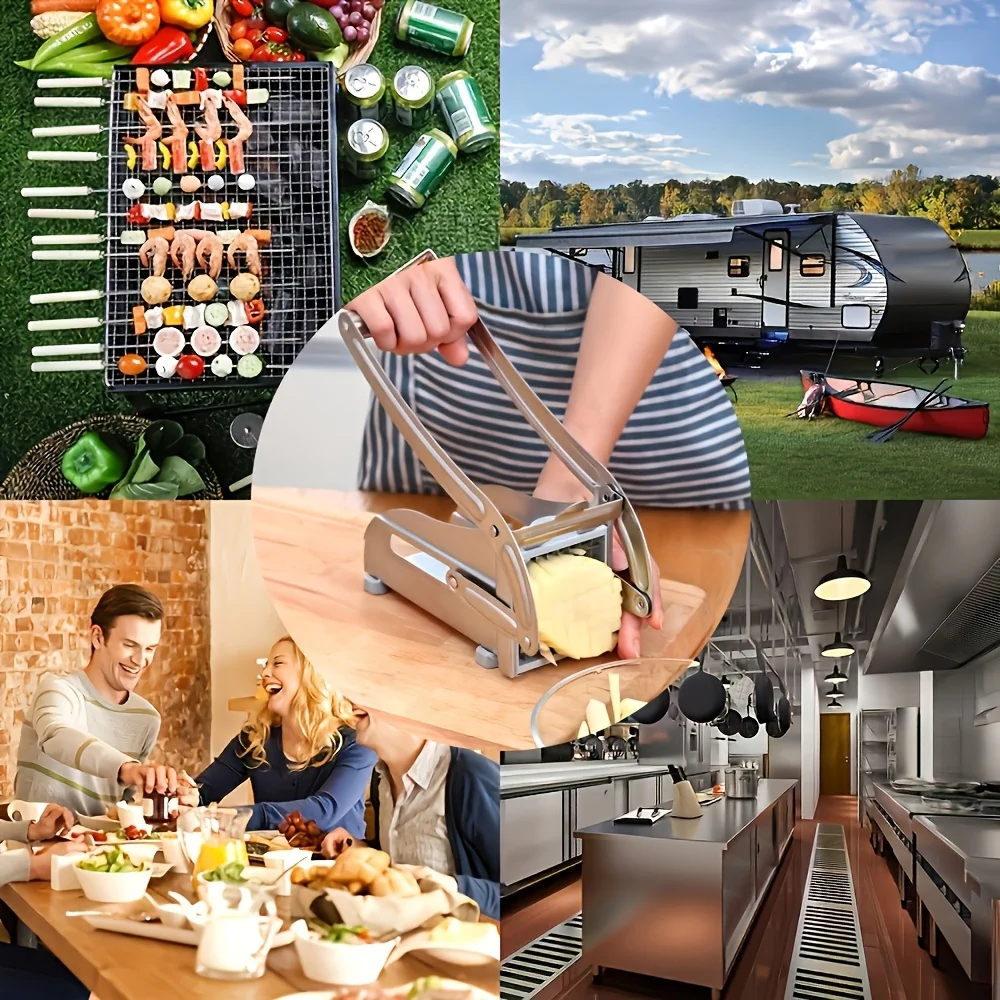 คู่มือเครื่องตัด French Fries Slicer สแตนเลสสตีลมันฝรั่ง Maker เนื้อ Chopper Dicer ตัดเครื่องมือทําอาหารสําหรับห้องครัว