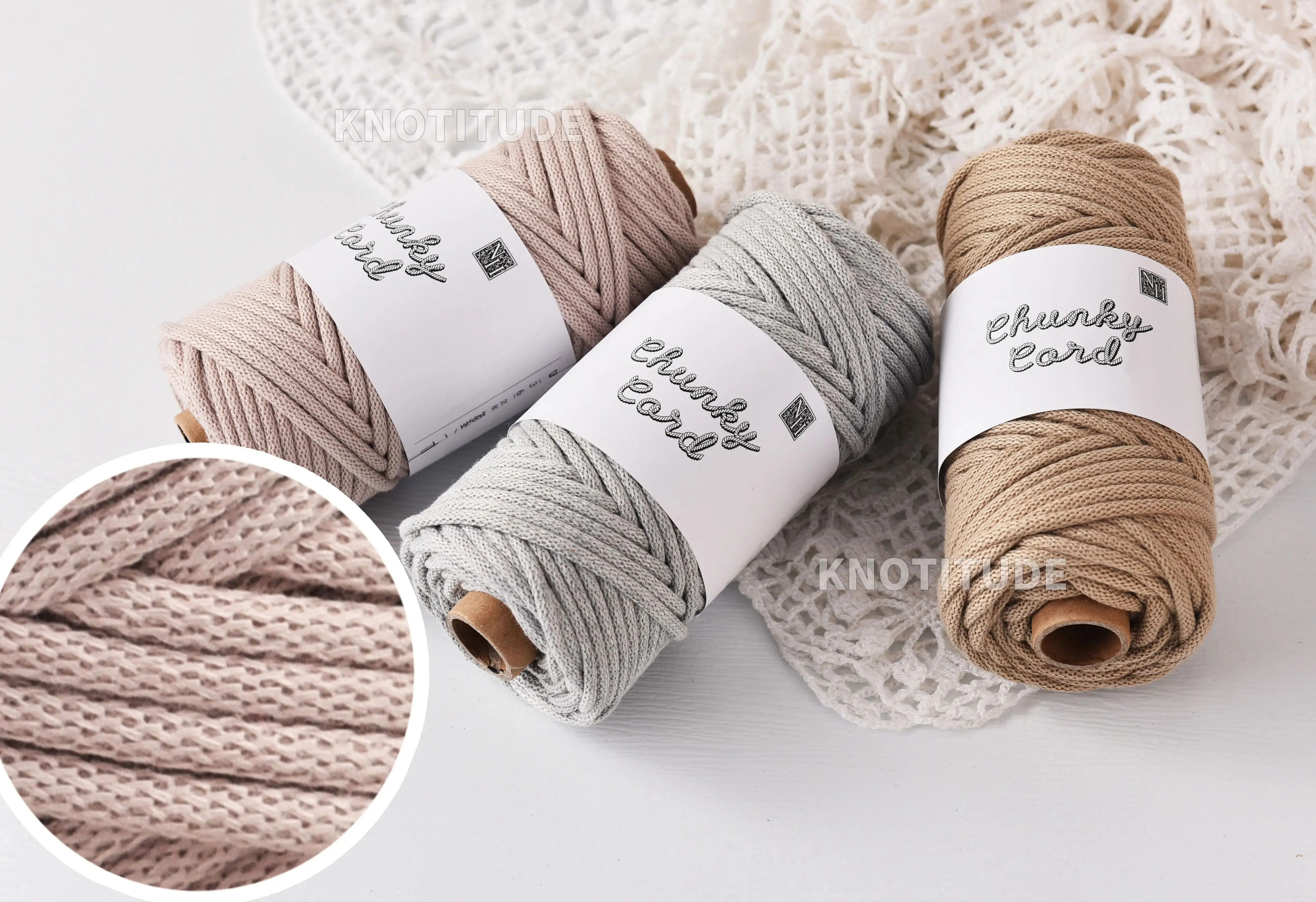 4MM x 50yds Chunky Cord MACRAME CORD Hand Knitting yarn Tube yarn for Bag Making Rope Rug Making cord