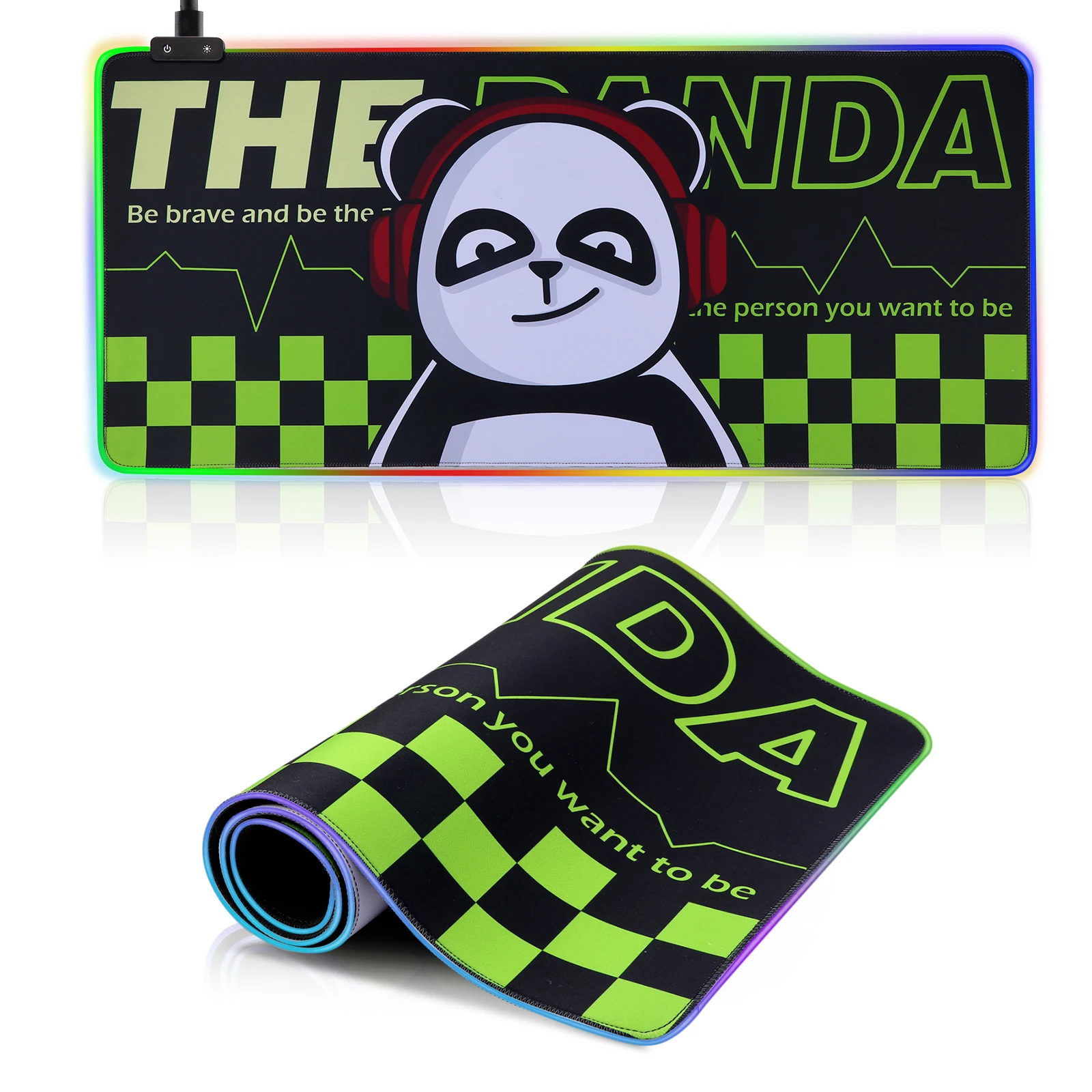 

EPOMAKER Cyber Panda Desk Mat Mouse Pad 14 RGB Backlight Anti-Slip Rubber Bottom 4mm Thickness 35.4" x 15.7" Large Mat