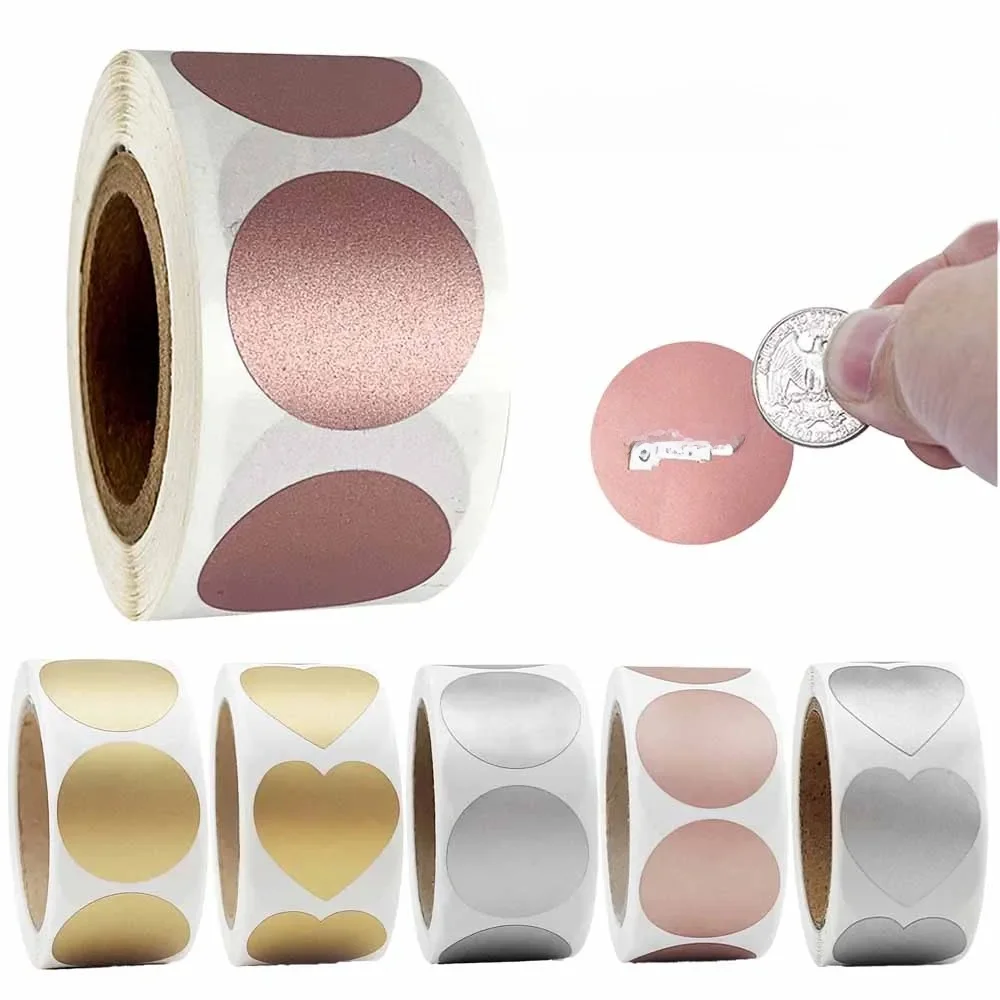 300 Stuks/Roll Waterdichte Coating Kras Sticker 2.5 Cm/1.0 Inch Perfect Voor Promotie Loterij Spel Verborgen Informatie Funning leren - afbeelding 2