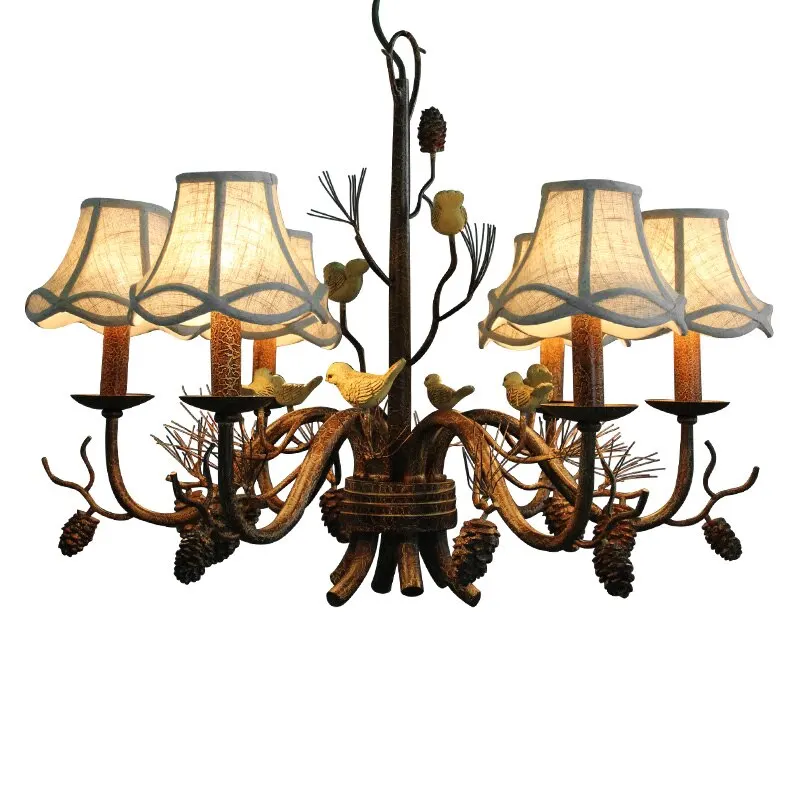 American Vintage Bird Retro Iron E14 LED Light Chandeliers Lamp Living Room Bedroom Dining Room Home Decor Tree Hanging Fixture