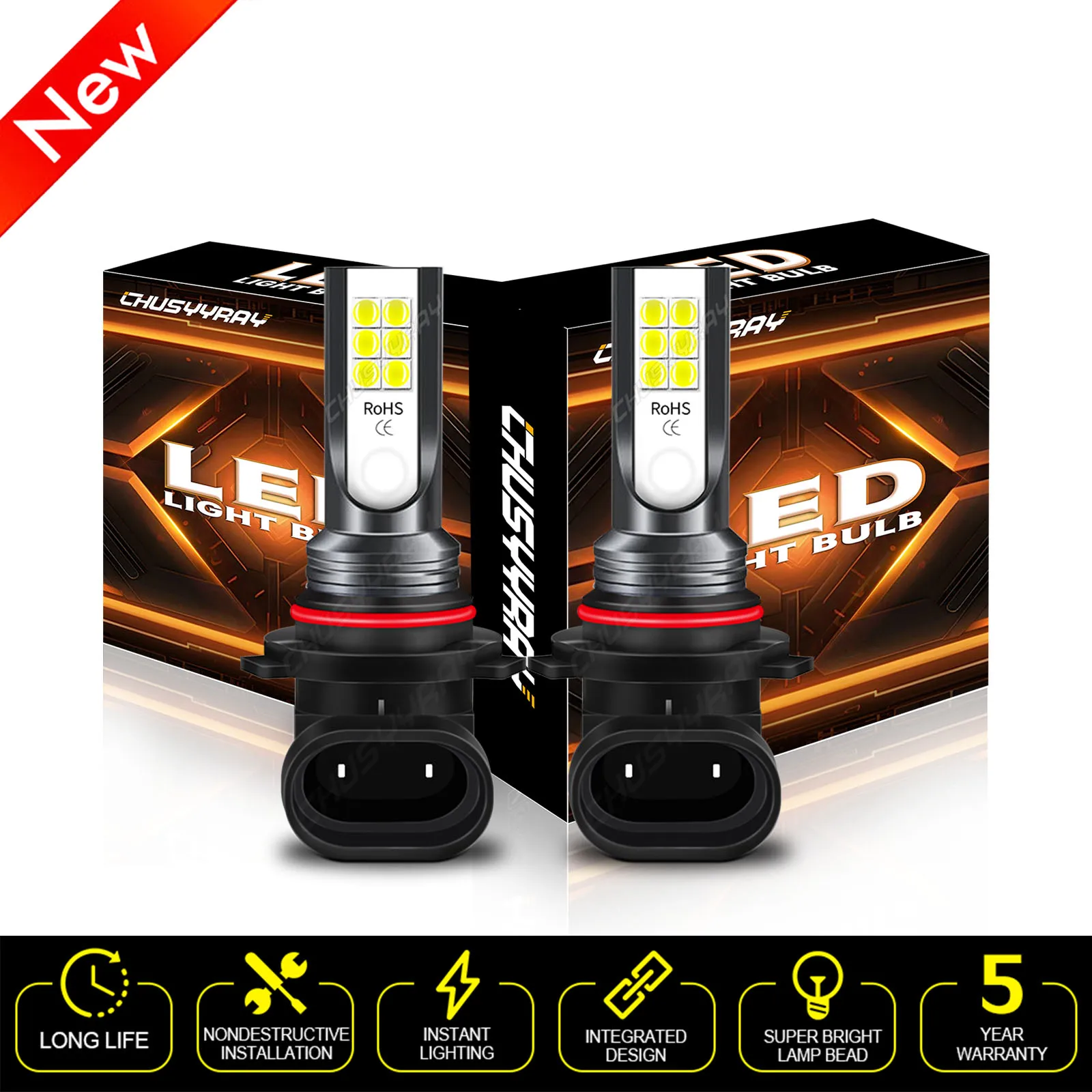 Pair LED Fog Driving Light Bulbs Kit 9005 9145 9140 White 6000K Super Bright 40W 40,000LM