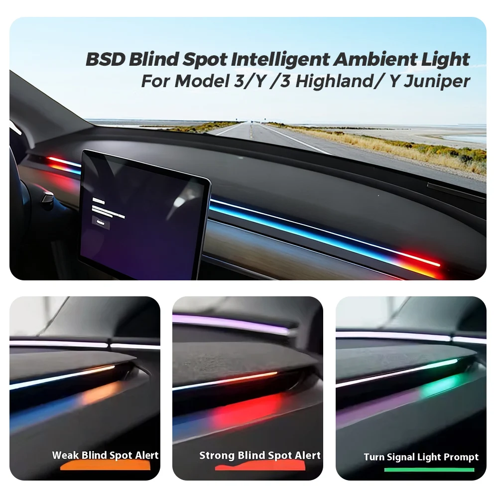 

Система мониторинга слепых зон Navifly Smart Air Vent Ambient Light BSD для Tesla New Y Juniper Model 3 Highland Model 3 Y