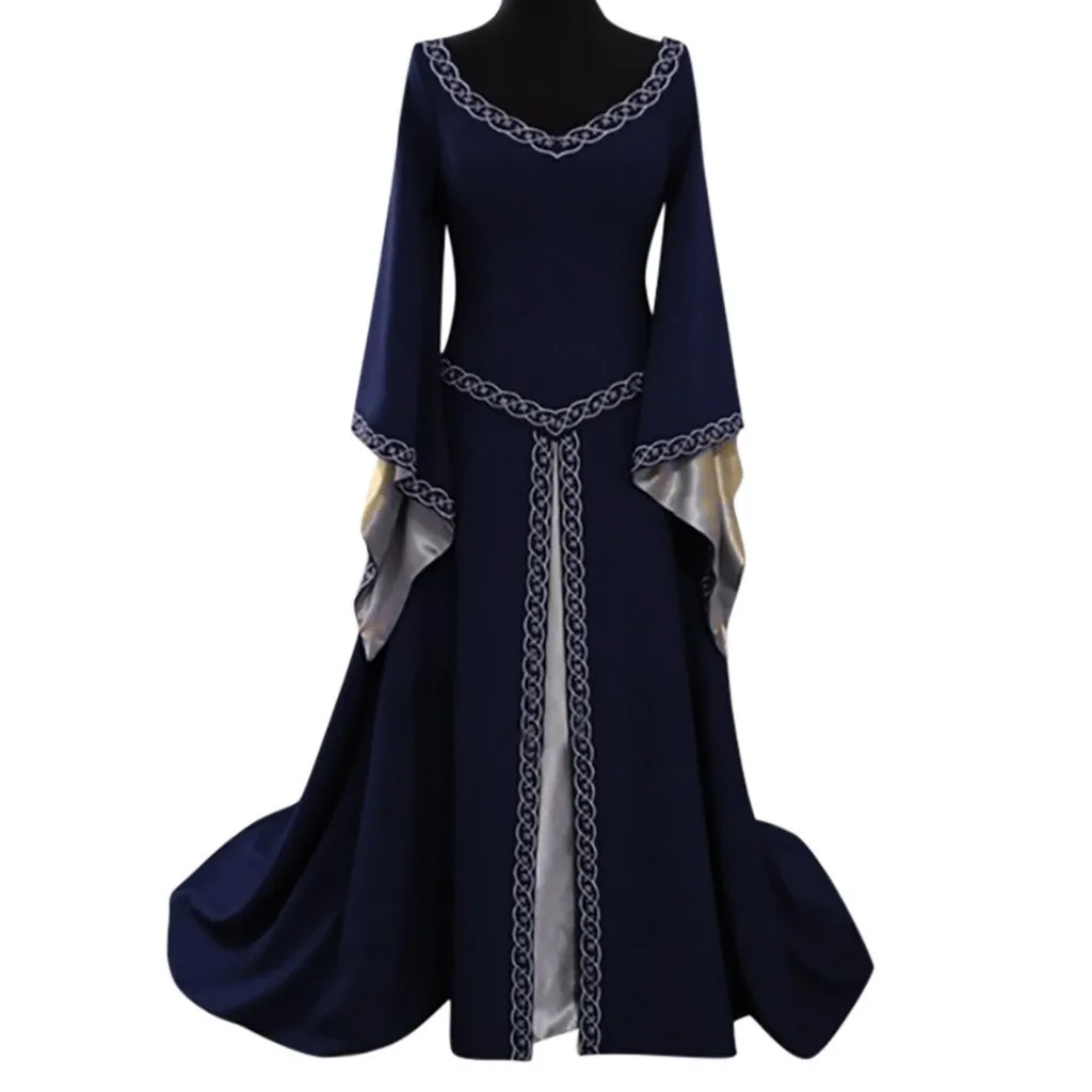 Long Sleeve Round Neck Mid Length Retro Dress with Seamless Full Skirt High Waist Regular Sleeve Literary Retro Summer for Women - view 4