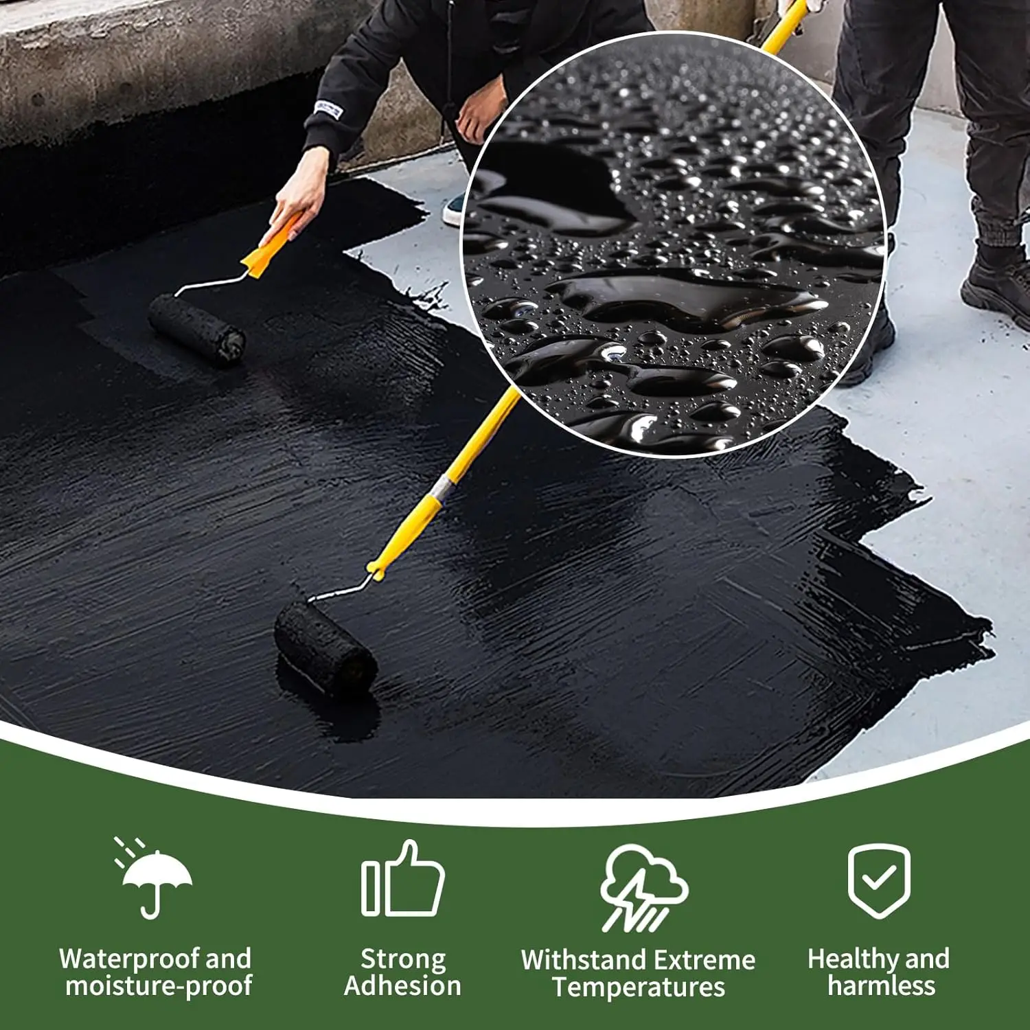 مانع التسرب المطاطي السائل المقاوم للماء - مانع التسرب للسقف، أسود مقاوم للماء، 32 أونصة سائلة مرنة #1