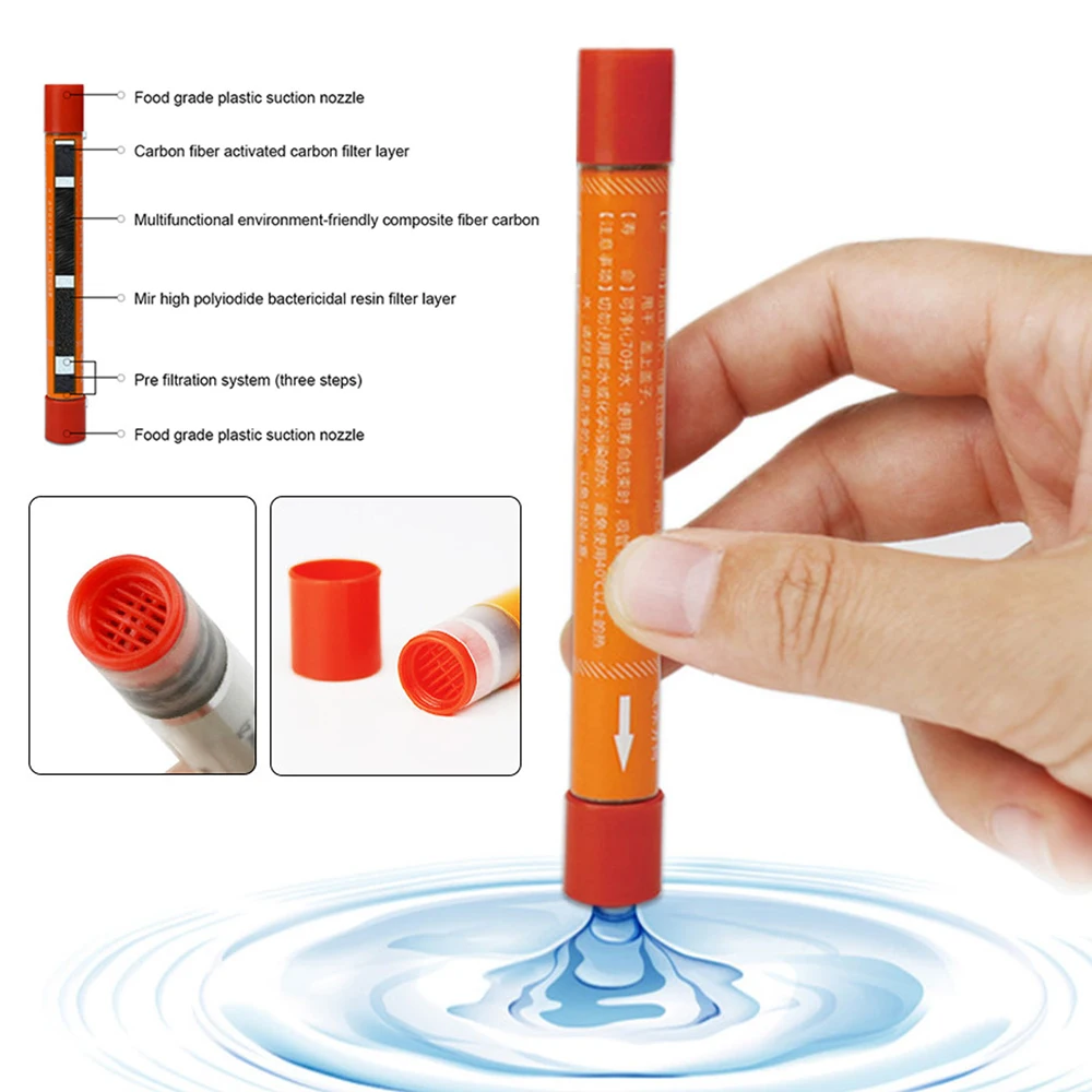 Pen Shaped Portable Personal Camping Equipment Water Filter Safety Pocket Water Purifier Purification Straw for Hiking Outdoor