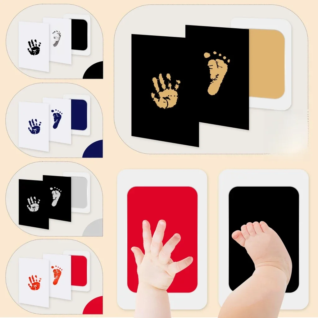Odciski dłoni i stóp dziecka, zestaw do czyszczenia dłoni i stóp dziecka Clean Touch, zestaw do odciskania łap psa z 2 kartami artystycznymi, — zdjęcie 2