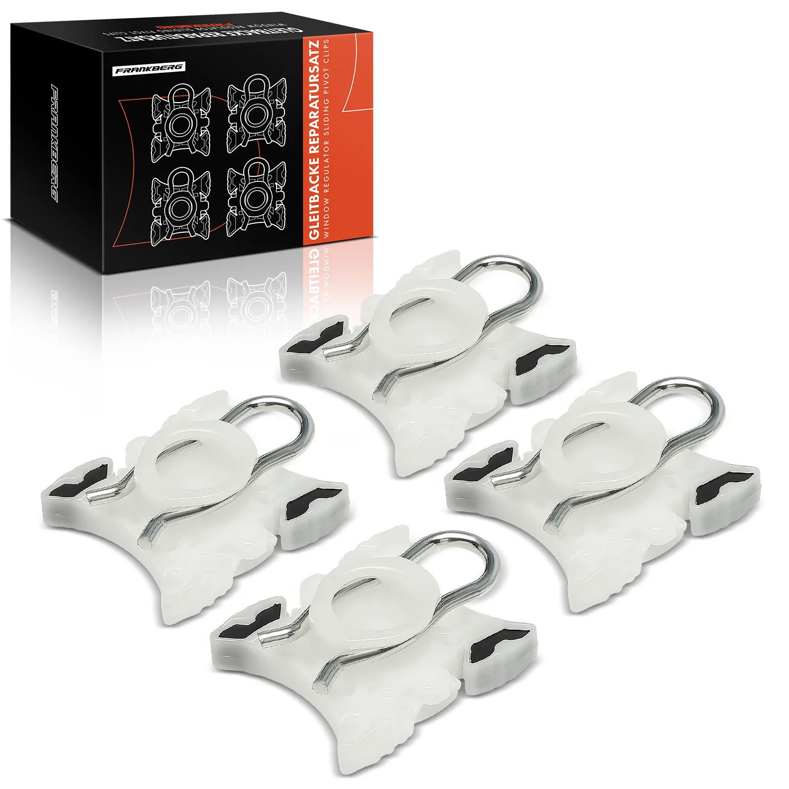 Frankberg 4x Raamregelaar Schuifbeugel Voor en Achter voor BMW E36 Compact, Z3, Z4, 5 Serie, 7 Serie 551021, 51321938884, 28-0323, 163055