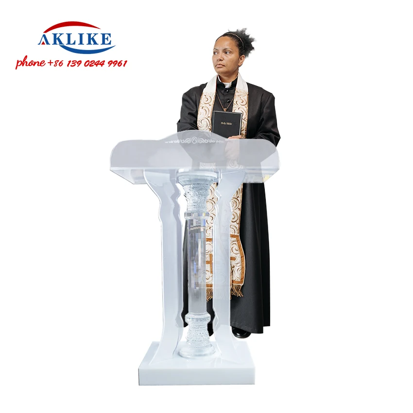 

2024 Original Lectern Church Acrylic Crystal Pulpit Glass Portable Podium Stand New Modern Rostrum Free Shipping